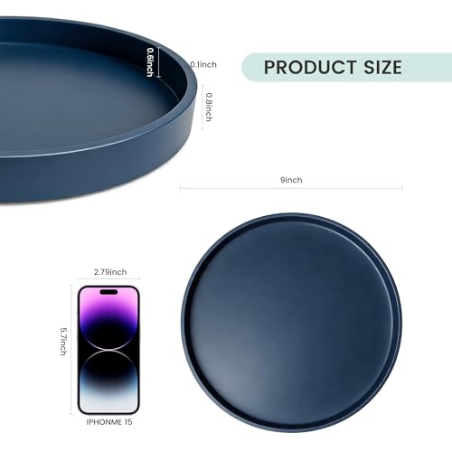 2 Pack 9" Bathroom and Vanity Tray, ABS Bathroom Counter Organizer, Coffee Table Decor for Perfume, Candles, Keys &More. Kitchen Countertop Organizer, Decorative Tray Soap Holder, Blue - color: Blue, size: 9" - 2Pcs