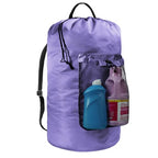 Laundry Bag with Shoulder Straps and Mesh Pocket Laundry Backpack Large Portable Laundry Hamper for College Laundromat Apartment - color: Purple