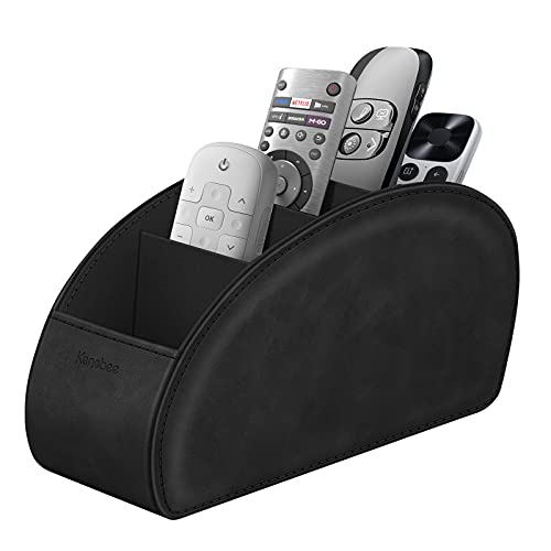 Remote Control Holder with 5 Compartments, KENOBEE Anti-slip Desktop Caddy Storage Organizer for Remote Controllers, Office Supplies, Makeup Brush, Media Accessories, Black - color: Black, size: Small