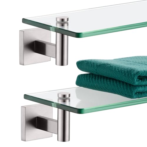 KOKOSIRI Floating Shelf Bathroom Wall Mount Shelves 20-Inch for Bedroom Living Room Kitchen Hanging Rack Brushed Stainless Steel 2 Pack B1105BR-L20-P2 - color: Brushed Nickel, size: 20-Inch(2 Pack)