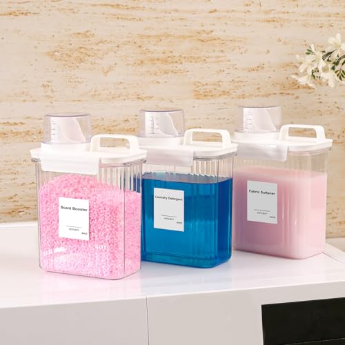 Liquid Laundry Detergent Dispenser 64OZ, Laundry Soap Dispenser, Clear Plastic Fabric Softener Holder and Container, Laundry Room Organization and Storage, 3 Pack - color: 3p