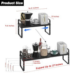 Expandable Kitchen Cabinet Shelf Organizer Rack Heavy Duty Metal Spice Rack Stackable Kitchen Counter Storage Shelf for Kitchen Cabinet Pantry Bathroom (Black - 16.5"-27" L x 8" W x 9.6" H - 3Pack) - color: Black - 16.5"-27" L X 8" W X 9.6" H - 3pack