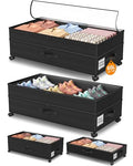 Under Bed Storage with Wheels,2Pack Underbed Shoe Storage Organizer,7.5-10.6 inchTall Adjustable Storage for Underbed with Lids,65L Extra large capacity for Clothes, Blankets,Shoes - size: 2pcs