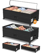 Under Bed Storage with Wheels,2Pack Underbed Shoe Storage Organizer,7.5-10.6 inchTall Adjustable Storage for Underbed with Lids,65L Extra large capacity for Clothes, Blankets,Shoes - size: 2pcs