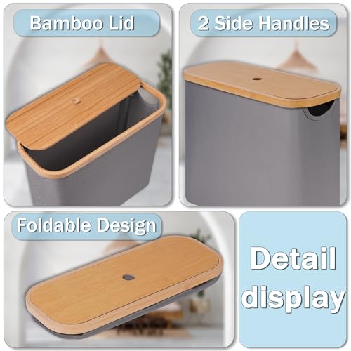efluky Toilet Paper Storage, Toilet Paper Basket with Lid Organizer for Bathroom, Free Standing Holder with Storage, Grey - color: Grey