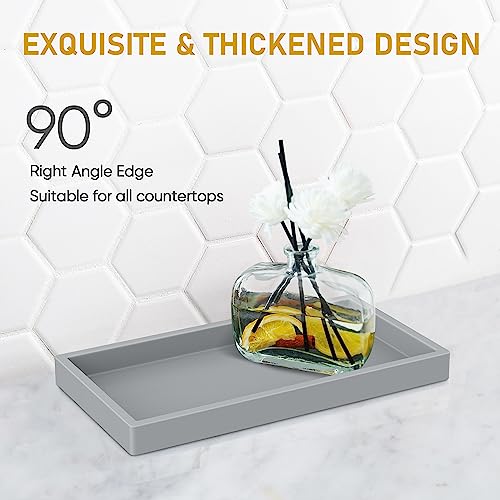EG-SIPRO High-Grade Thickened Silicone Rectangle Bathroom Vanity Tray - Shatterproof Durable Soap Dispenser Tray for Countertop - color: Gray, size: Small-7.8*3.9 in