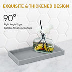 EG-SIPRO High-Grade Thickened Silicone Rectangle Bathroom Vanity Tray - Shatterproof Durable Soap Dispenser Tray for Countertop - color: Gray, size: Small-7.8*3.9 in