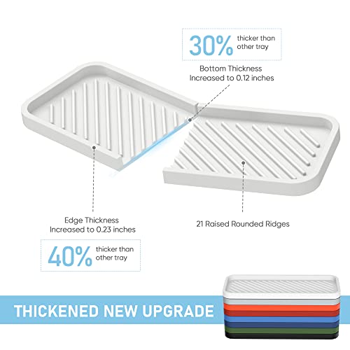EG-SIPRO Kitchen Sink Organizer Tray,Sponge Holder for Kitchen Sink Bathroom Counter Tray Sponge Caddy Silicone Soap Holder for Soap dispenser, Bottle, Dishwashing Accessories(2-pack) - color: Whwh, size: 9×3.7inch