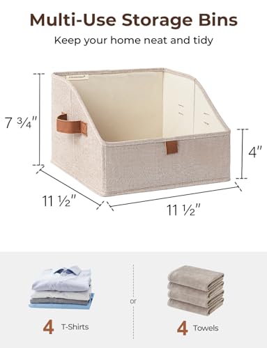 StorageWorks Closet Storage Bins, Trapezoid Organizer Box for Shelves, Fabric Clothes Bin, Foldable Organizing Baskets with Handles, Small, Brown and Beige, 3-Pack - color: Brown and Beige, size: Small