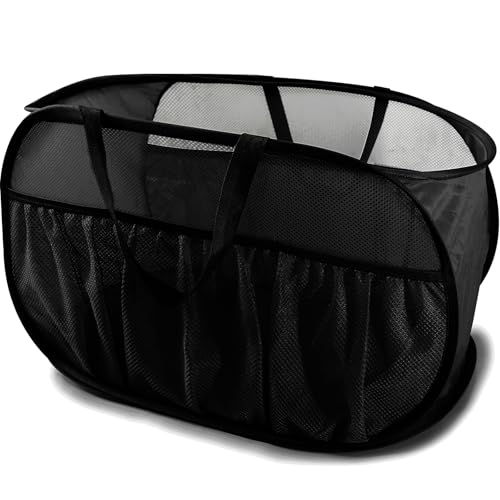 Collapsible Laundry Baskets, Upgrade Pop Up Laundry Hamper with Convenient Bags, Foldable Laundry Basket Mesh Light Weight, Easy to Carry Clothes Hampers for Laundry, Dorm, Toys, Travel Black - color: Black