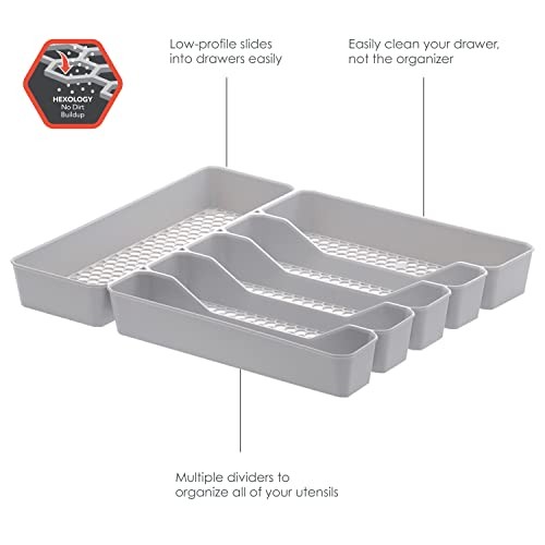 Spectrum Diversified Hexa Drawer Organizer Tray Modern Kitchen Cutlery, Utensil, Silverware Holder Caddy, 6 Dividers Cabinet Storage, 13 x 16, Stone Gray - color: Stone Gray, size: 6 Divider