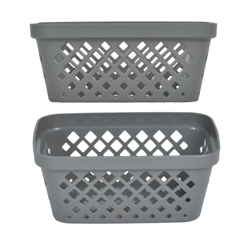 Glad Plastic Storage Basket Set - Multipurpose Drawer Trays, Kitchen Pantry Containers, and Bathroom Bins - 9 Pack Small Organizers, Grey - color: Grey, size: Small