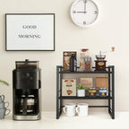 Office Desk Shelf Organizer, Wood Desktop Bookshelf Supplies Storage Rack, Shelf for Top of Desk and Dresser (Pure Black-2 Tier) - color: Pure Black