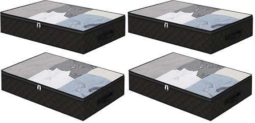 Fixwal Black Underbed Storage Bags with Clear Window and 2 Reinforced Handles Under Bed Storage Containers for Clothing, Bedding, Comforter (4 Pack) - size: 23.6 inches x 16.5 inches x 5.9 inches (Pack of 2), style: 2pcs