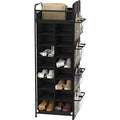 Simple Houseware 16 Cube Shoe Stand Tower Rack 8 Tier with Top Shelf and Side Hanging Pockets, Black - color: Black