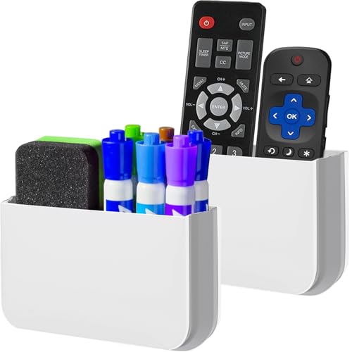 Freewindo Magnetic Remote Control Holder Wall Mount, 2 Pack TV Remote Holder Wall Mount, Magnetic Pen Holder for Refrigerator, Whiteboard Marker, Locker Organizer, Office Organizer (White) - color: White
