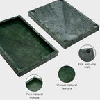 Green Marble Tray,Pure Natural Vanity Tray,Marble Trays for Kitchen Counter Non-Ceramic/Non-Resin,Stone Tray 12 x 8 inch - color: Green