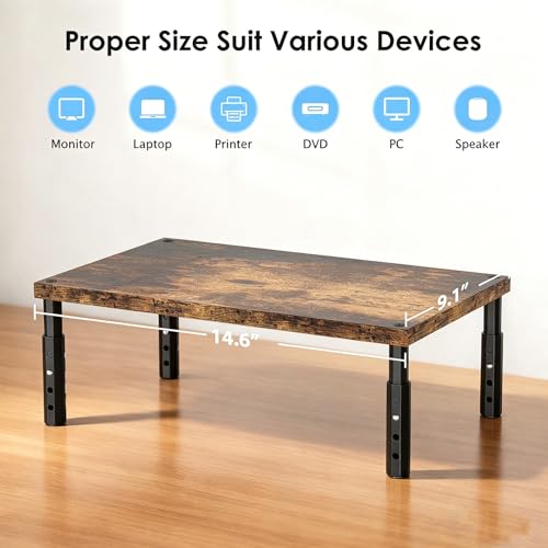 OPNICE Wood Computer Monitor Stand Riser for Desk, Adjustable Desk Organizers and Accessories, Printer & Laptop Stand, Office Desk Accessories & Workspace Organizer for Home Office Supplies, Brown - color: Brown Wood