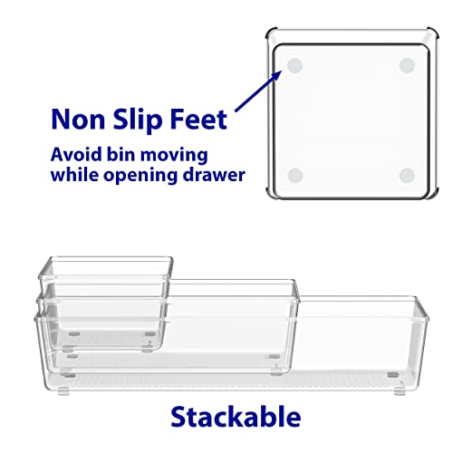 Simple Houseware 20 PCS Clear Plastic Drawer Organizers Set, 5-Size for Makeup, Bathroom, Bedroom and Office - size: Assorted x 20