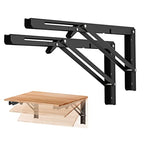 Ravinte 2 Pack 16 Inch Folding Shelf Brackets – Matte Black, Heavy Duty Collapsible Brackets for Tables and Benches – Space-Saving Design - size: 16 Inch