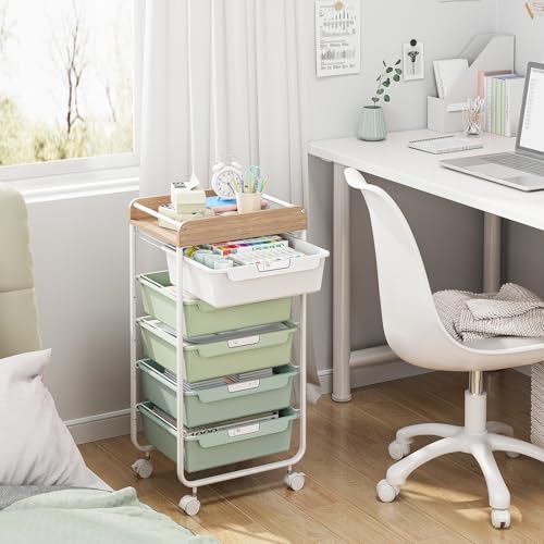 APEXCHASER Utility Cart with 5 Drawers,Rolling Storage Cart for Crafters Artists Kids Teacher Student Storage Arts Crafts & Sewing Study Supplies in Craft Room Dorm Classroom Kids Room-Green - color: Green, size: 5-Drawers