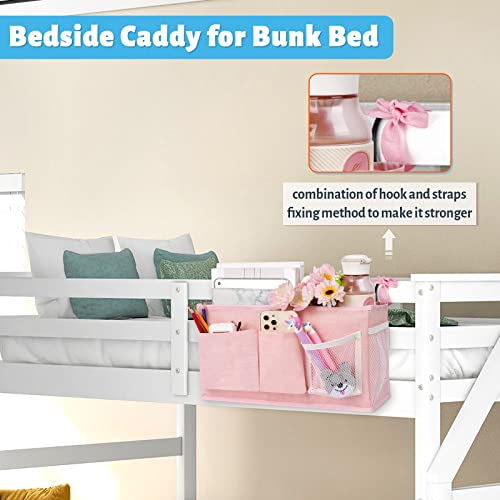 Loghot Bedside Caddy/Bedside Storage Bag Hanging Organizer for Bunk and Hospital Beds,Dorm Rooms Bed Rails,Can be Placed Glasses,Books,Mobile Phones,Keys (New Pink-1) - color: 1pc New Pink-1