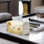 Pu Leather Tissue Box Cover Modern Snowflake Rectangular Tissue Box Tissue Box Cover Holder Rectangular Tissue Box for Bathroom Living Room Sunflower Print - color: Sunflower Print