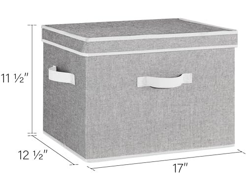 StorageWorks Fabric Storage Bins with Lid, Decorative Storage Boxes for Shelves, Stackable Closet Organizer Basket with Handles, Jumbo, Gray, 2-Pack - color: Gray, size: Jumbo