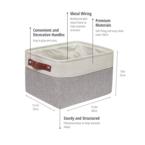 DECOMOMO Storage Bins, Extra Large Fabric Storage Baskets for Shelves, Decorative Linen Closet Organizer, 15.8 x 12.5 x 10 inches (Grey & White, 3 Pack) - color: Grey and White, size: Extra Large/3P
