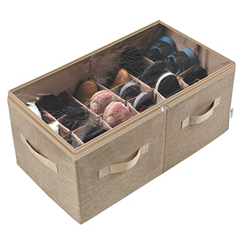 Moteph Shoe Organizer for Closet - Shoe Storage Organizer for Closet Organization with Clear Cover & Adjustable Dividers, Shoe Rack & Basket - (Light Brown, Large - 24 Pairs) - color: Light Brown, size: Large - 24 Pairs