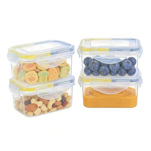 KIGI Small Plastic Food Storage Container Set for Snack, Puree, Lunch & Meal Prep, BPA-Free, Airtight lids, Leak-Proof Mini Bento box (0.75 Cup, 8 Piece Set) - size: 0.75 cup (8-Piece) B