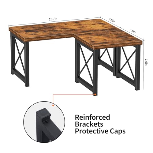 Honiter Desk Shelf Organizer, Desk Shelf for Top of Desk, 2 Tier Adjustable Small Bookshelf Organizer, Freestanding Stackable Desktop Stand, Kitchen Counter Display Rack, Rustic Brown - color: Brown, size: 7.6in-1 Pack