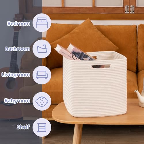 OIAHOMY Storage Cubes, 13 Inch Cube Storage Organizer, Collapsible Storage Bins, Baskets for Organizing, Storage Bins for Shelves-White, 2-PACK - color: White, size: 2Pcs-13*13*13inch