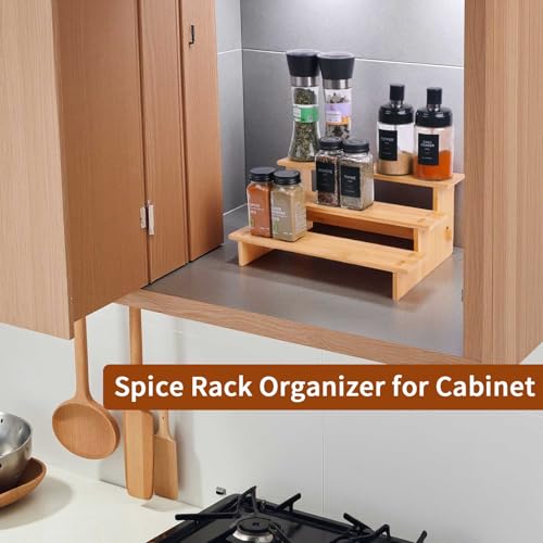 JinDoWin 3 Tiered Spice Rack Organizer for Cabinet,Spice Organization for Cabinet, Seasoning Organizer,Spice Shelf and Spice Organizer for Cabinet,Pantry Organizers and Storage (1 Pack, Small) - color: 1 Pack, size: Small