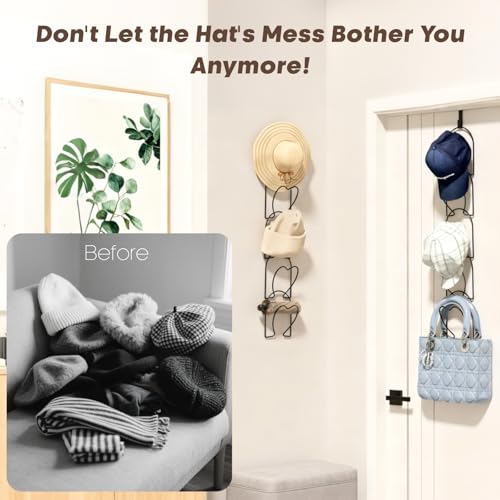 LINFIDITE 10 Pack Hat Rack for wall hat organizer for baseball caps Over Door cap hat hook storage holder hanger display Closet wig stand storage w Hanging Hook Black - color: 10pcs Black, size: Heart Ring