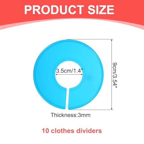 uxcell 10 Pcs Clothes Dividers,Round Closet Rack Dividers Clothing Rack Size Dividers Blank Labels Writable & Reusable for Hanging Clothes Sorting Size, Light Blue - color: Light Blue