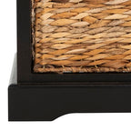 SAFAVIEH Home Collection – Halle Distressed Black Storage Side Table with Wicker Baskets, Farmhouse Accent Storage, Fully Assembled (AMH5738A) - color: Distressed Black