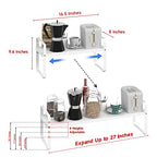 Expandable Cabinet Shelf Organizer Adjustable Metal Spice Rack Stackable Freestanding Counter Storage Shelves for Kitchen Cabinet Under Sink Office Desk (White - 1Pack - L16.5-27'' * W8'' * H9.6'') - color: White - 1pack - L16.5-27'' * W8'' * H9.6''