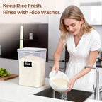 ComSaf Rice Container Set of 2(9.5L/10Qt), Large Airtight Food Storage Containers with Lid and Rice Washer, Plastic Canisters Sets for The Kitchen, Pantry Organizers for Flour, Cereal and Cooking - size: 10Qt-Rectangle