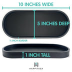 Happitasa Premium 12” x 5” Silicone Vanity Tray | Sink and Surface Organizer with Sturdy Non-Slip Base | Heat Safe, Dishwasher Safe (Light Grey) - color: Light Grey