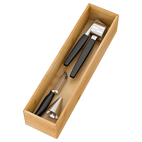 Bamboo Kitchen Drawer Organizer, Wooden Storage Box for Utensil Organizer Silverware Tray Cutlery Holder Flatware Containers - Multi-Use Deep Drawer Dividers Organizer for Bathroom, Jewelry, 12"3"2.5" - color: Bamboo, size: 12*3*2.5 inch