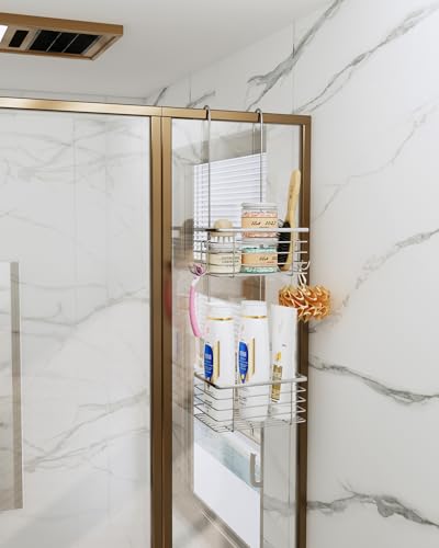 2-Tier shower caddy hanging,shower rack,small hanging bathroom organizer,bathroom door organizer,shower caddy over shower head - size: Narrow double-layer design