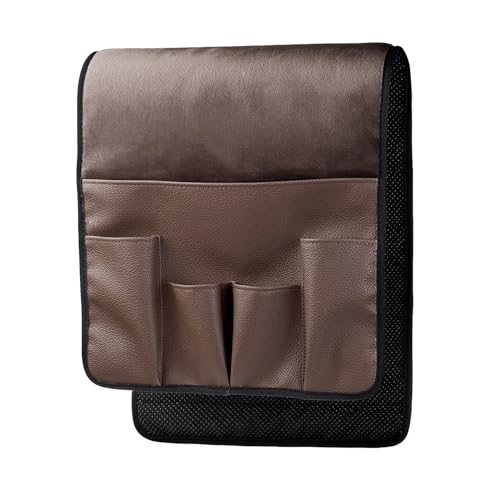 Wanty Velvet Sofa Couch Chair Armrest Soft Caddy Organizer Holder for Remote Control, Cell Phone, Book, Pencil (Brown) - color: Brown