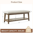 Zihanhome Entryway Bench, Chenille Upholstered Shoe Benches for Bedroom, Ottoman Bench with Solid Wood Shelf, Storage Benches for Hallway, Living Room(Beige) - color: Beige