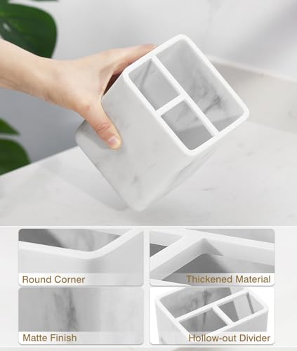 Luxspire Toothbrush Holders, 3 Slots Toothpaste & Toothbrush Holder for Bathroom, Resin Toothbrush Stand, Electric Toothbrush Holder with Drain Hole, Bathroom Organizer Countertop, Gravel White - color: Gravel White, size: 3 Slots