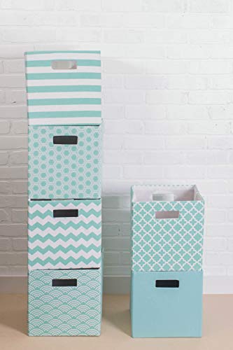 DII Poly-Cube Storage Collection Hard Sided, Collapsible Solid, Large, Aqua - color: Aqua, size: Large Square, 13x13x13"