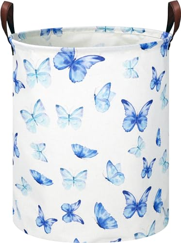NTAOHAMPER Kids Laundry Hamper, Waterproof Storage Bin, Baby Nursery Hamper, Clothes Organizer, Toys Bin, Room Decor(Blue Butterfly) - color: Blue Butterfly