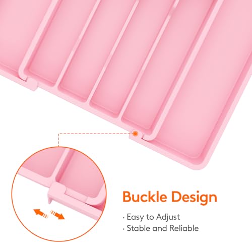 Lifewit Silverware Drawer Organizer, Expandable Utensil Tray for Kitchen, BPA Free Flatware and Cutlery Holder, Adjustable Plastic Storage for Spoons Forks Knives, 8.5"-14.1" x 12.1", Pink - color: Pink, size: Medium (8.5-14''W x 12''D)