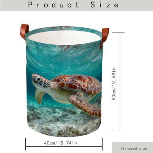 Funky Laundry Basket Sea Turtle Beach Theme Hamper Collapsible Laundry Baskets Oxford Cloth Nautical Laundry Hamper for Boys Room Summer Decor (15.75x15.75x19.7") - color: Colorful598