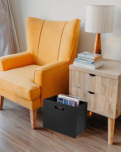 HofferRuffer Magazine Basket Holder, Foldable Magazine Rack, Document File Holder Organizer, File Folder, Newspaper Storage Bin Organizer for Home or Office(Black) - color: Black